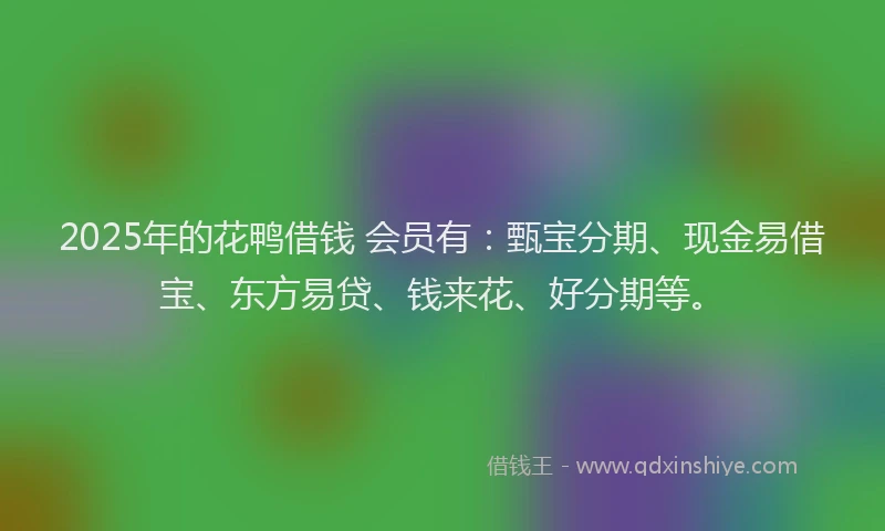 2025年的花鸭借钱 会员有：甄宝分期、现金易借宝、东方易贷、钱来花、好分期等。