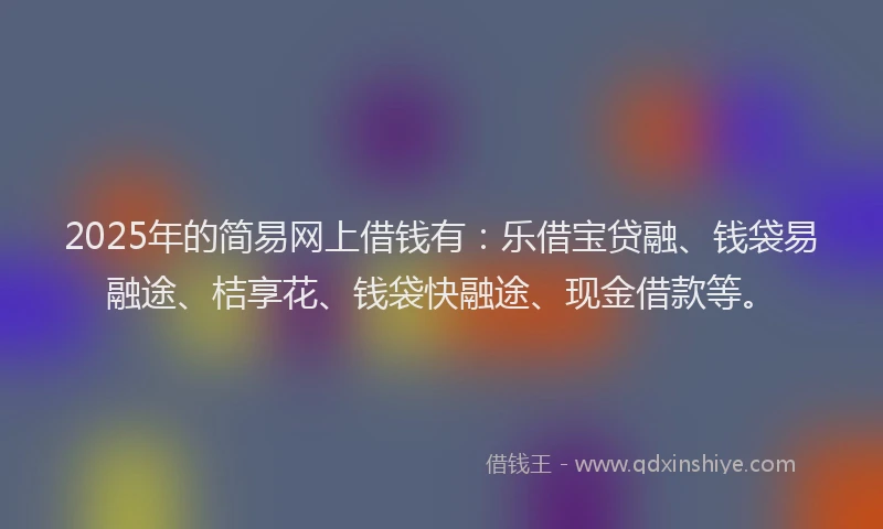 2025年的简易网上借钱有：乐借宝贷融、钱袋易融途、桔享花、钱袋快融途、现金借款等。