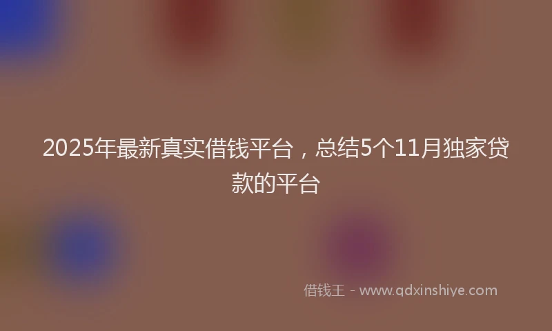 2025年最新真实借钱平台，总结5个11月独家贷款的平台