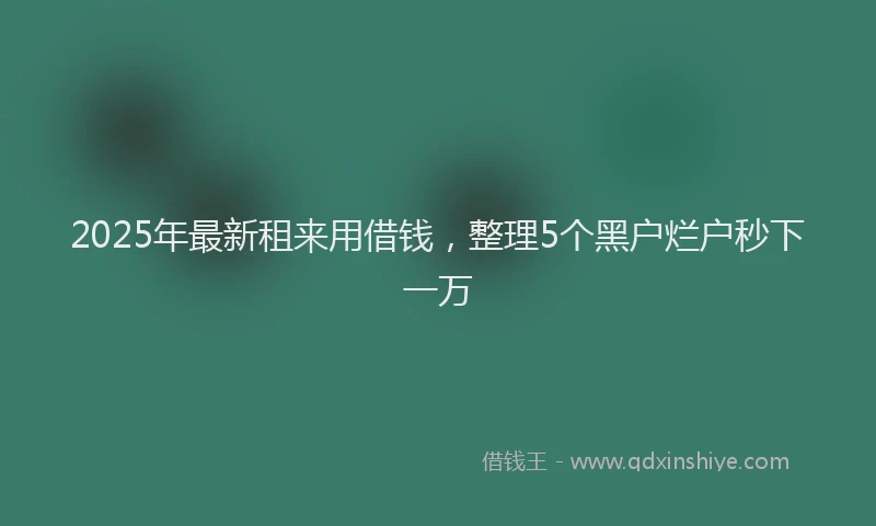 2025年最新租来用借钱，整理5个黑户烂户秒下一万