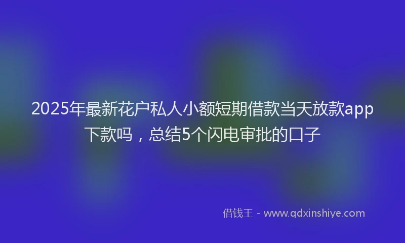 2025年最新花户私人小额短期借款当天放款app下款吗，总结5个闪电审批的口子