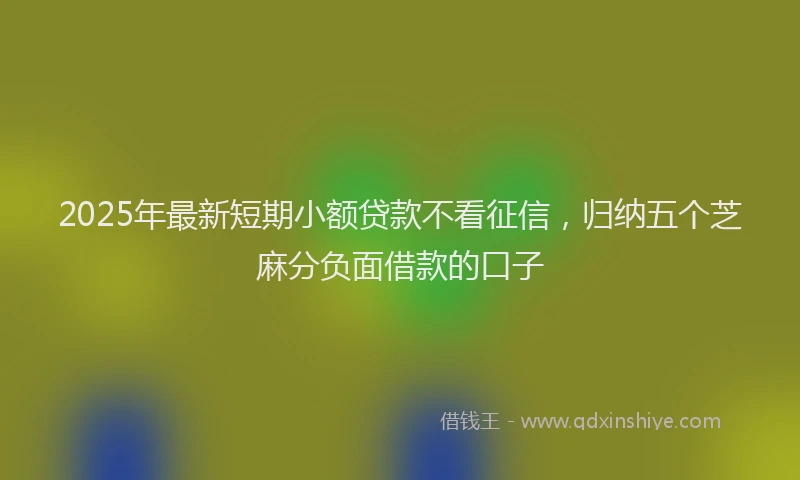 2025年最新短期小额贷款不看征信，归纳五个芝麻分负面借款的口子