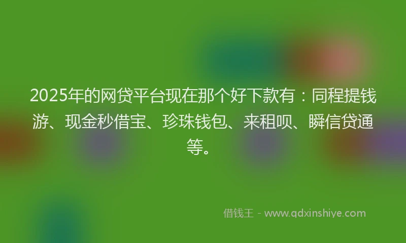 2025年的网贷平台现在那个好下款有：同程提钱游、现金秒借宝、珍珠钱包、来租呗、瞬信贷通等。