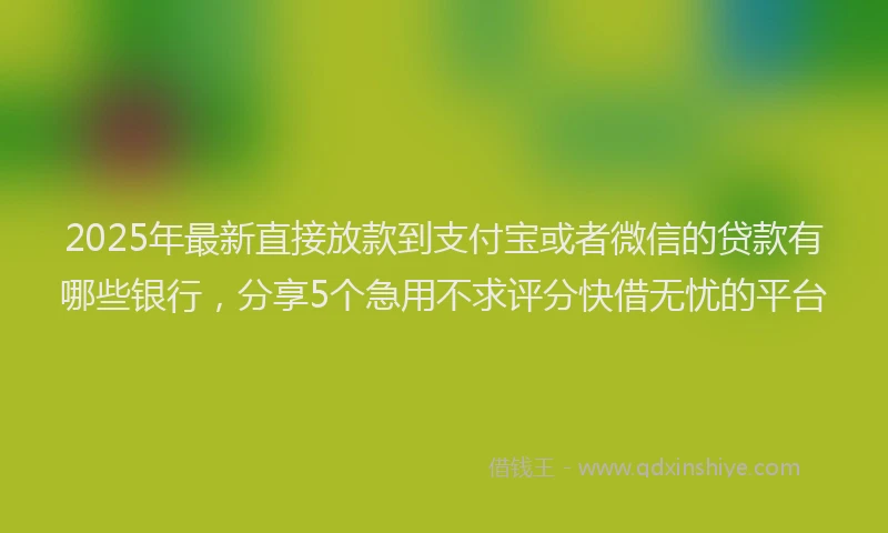 2025年最新直接放款到支付宝或者微信的贷款有哪些银行，分享5个急用不求评分快借无忧的平台