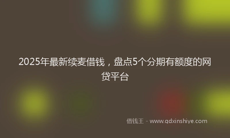 2025年最新续麦借钱，盘点5个分期有额度的网贷平台