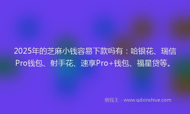 2025年的芝麻小钱容易下款吗有：哈银花、瑞信Pro钱包、射手花、速享Pro+钱包、福星贷等。