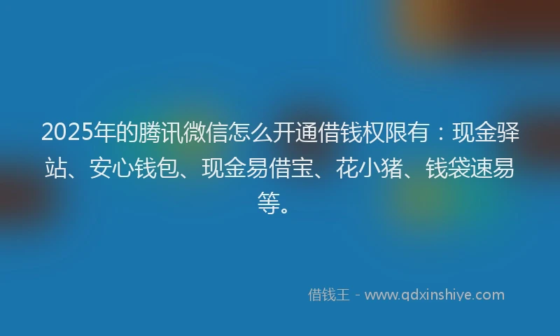 2025年的腾讯微信怎么开通借钱权限有：现金驿站、安心钱包、现金易借宝、花小猪、钱袋速易等。