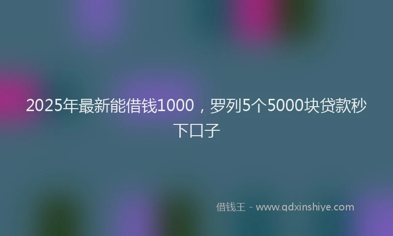 2025年最新能借钱1000，罗列5个5000块贷款秒下口子