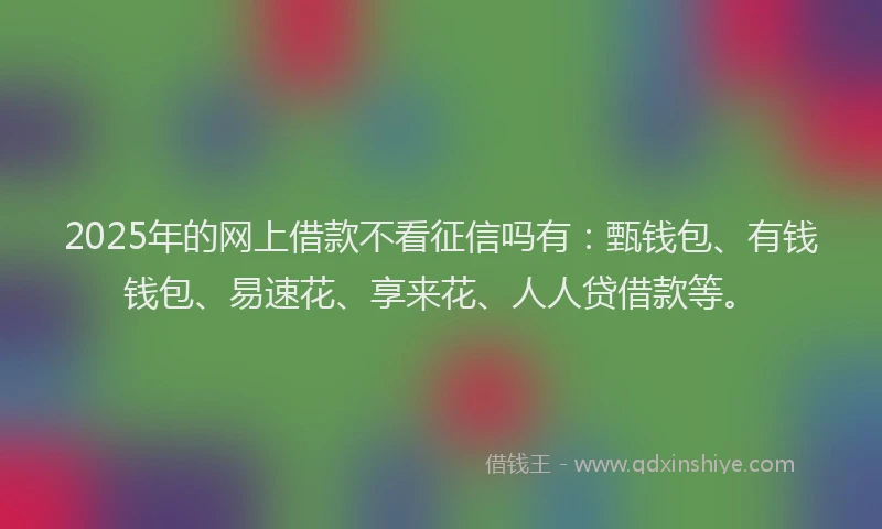 2025年的网上借款不看征信吗有：甄钱包、有钱钱包、易速花、享来花、人人贷借款等。