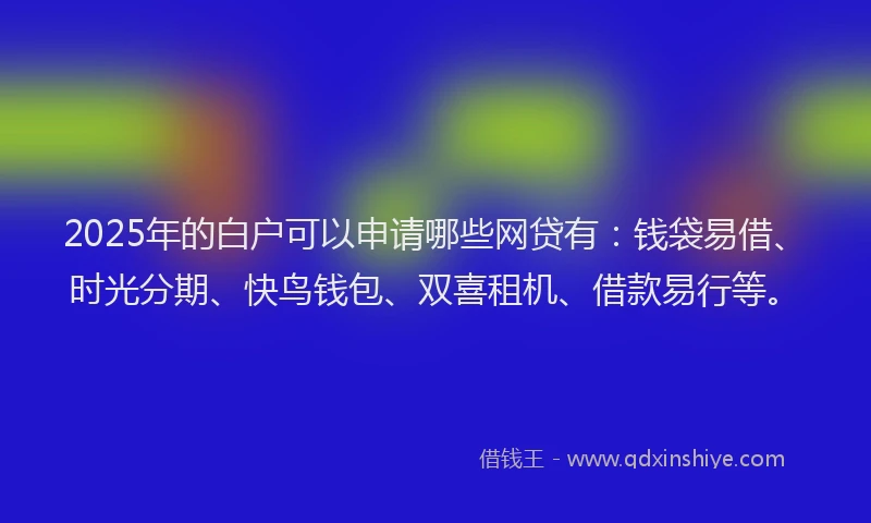 2025年的白户可以申请哪些网贷有：钱袋易借、时光分期、快鸟钱包、双喜租机、借款易行等。