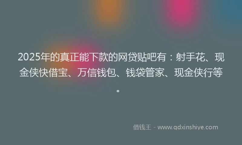2025年的真正能下款的网贷贴吧有：射手花、现金侠快借宝、万信钱包、钱袋管家、现金侠行等。
