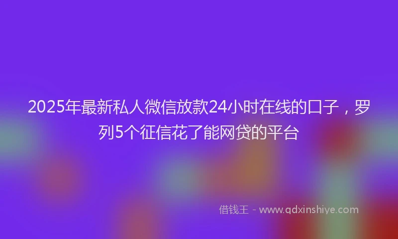 2025年最新私人微信放款24小时在线的口子，罗列5个征信花了能网贷的平台