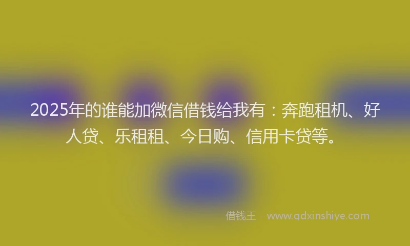 2025年的谁能加微信借钱给我有：奔跑租机、好人贷、乐租租、今日购、信用卡贷等。