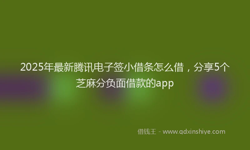 2025年最新腾讯电子签小借条怎么借，分享5个芝麻分负面借款的app