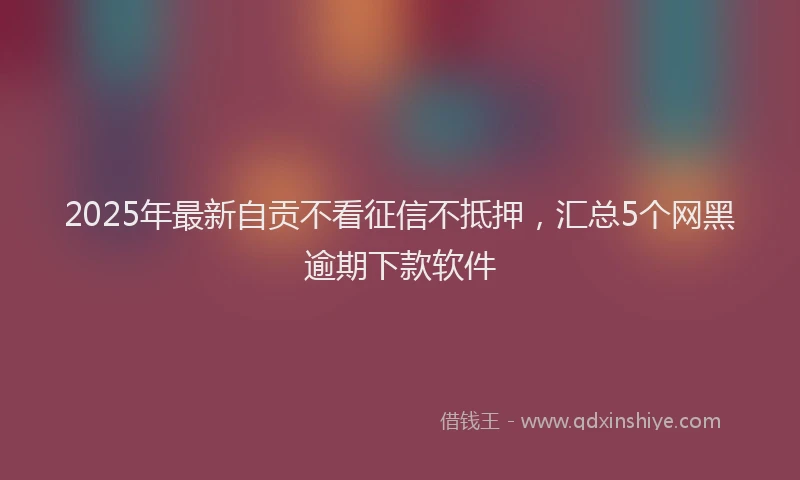 2025年最新自贡不看征信不抵押，汇总5个网黑逾期下款软件
