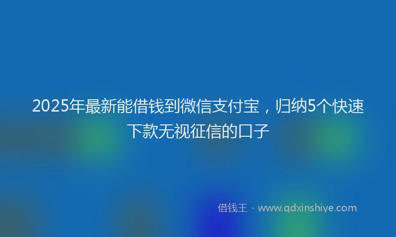 2025年最新能借钱到微信支付宝，归纳5个快速下款无视征信的口子