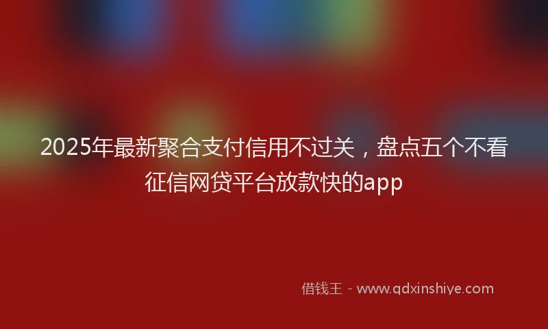 2025年最新聚合支付信用不过关，盘点五个不看征信网贷平台放款快的app
