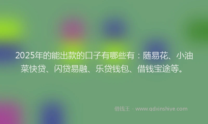 2025年的能出款的口子有哪些有：随易花、小油菜快贷、闪贷易融、乐贷钱包、借钱宝途等。