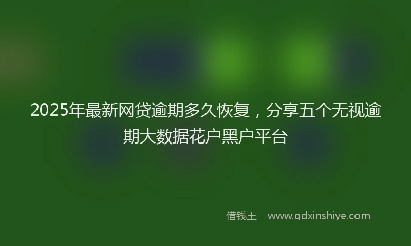 2025年最新网贷逾期多久恢复，分享五个无视逾期大数据花户黑户平台