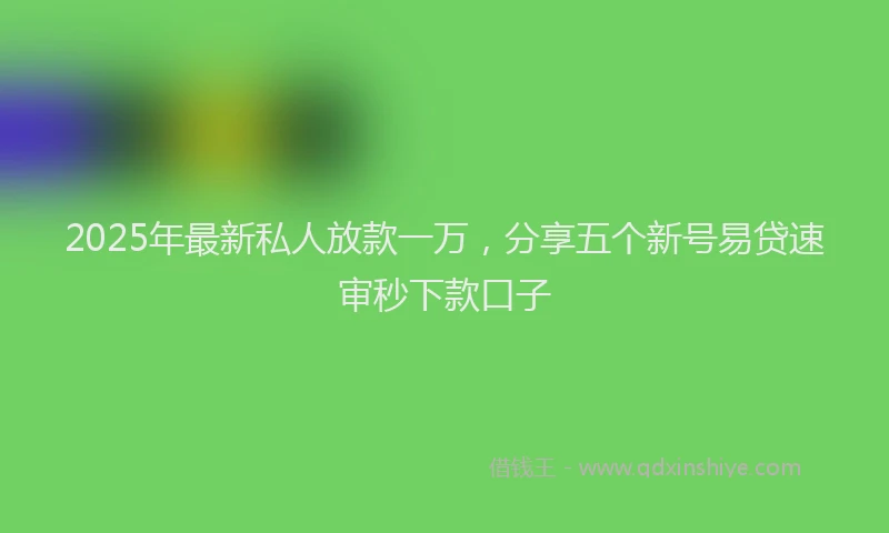 2025年最新私人放款一万，分享五个新号易贷速审秒下款口子