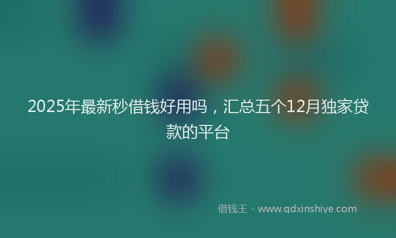 2025年最新秒借钱好用吗，汇总五个12月独家贷款的平台