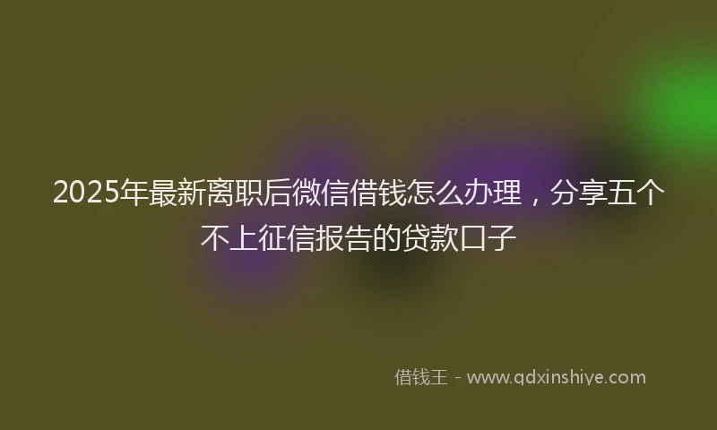 2025年最新离职后微信借钱怎么办理，分享五个不上征信报告的贷款口子