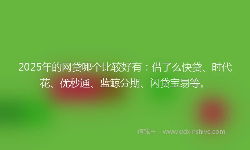 2025年的网贷哪个比较好有：借了么快贷、时代花、优秒通、蓝鲸分期、闪贷宝易等。
