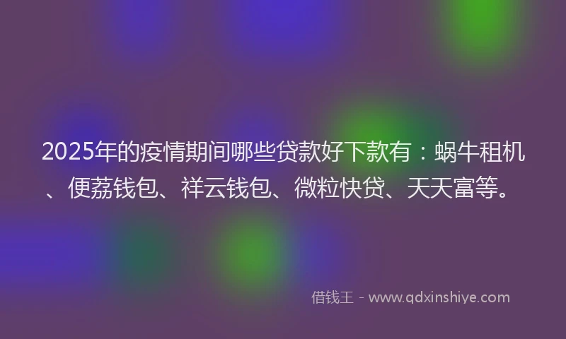 2025年的疫情期间哪些贷款好下款有：蜗牛租机、便荔钱包、祥云钱包、微粒快贷、天天富等。