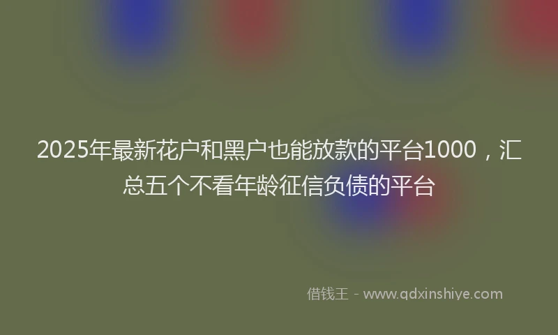 2025年最新花户和黑户也能放款的平台1000，汇总五个不看年龄征信负债的平台