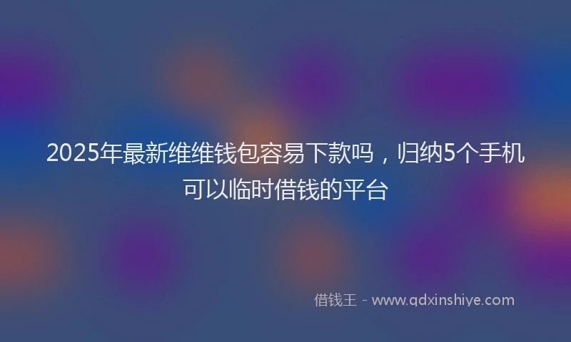 2025年最新维维钱包容易下款吗，归纳5个手机可以临时借钱的平台