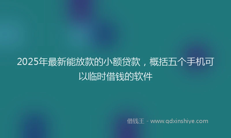 2025年最新能放款的小额贷款，概括五个手机可以临时借钱的软件