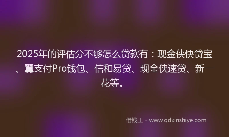 2025年的评估分不够怎么贷款有：现金侠快贷宝、翼支付Pro钱包、信和易贷、现金侠速贷、新一花等。