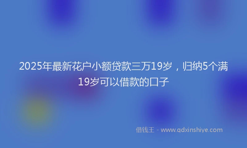 2025年最新花户小额贷款三万19岁，归纳5个满19岁可以借款的口子
