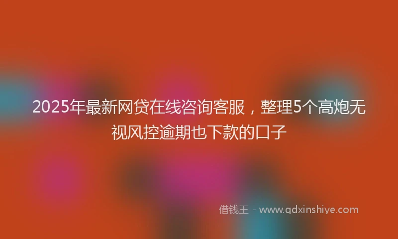 2025年最新网贷在线咨询客服，整理5个高炮无视风控逾期也下款的口子