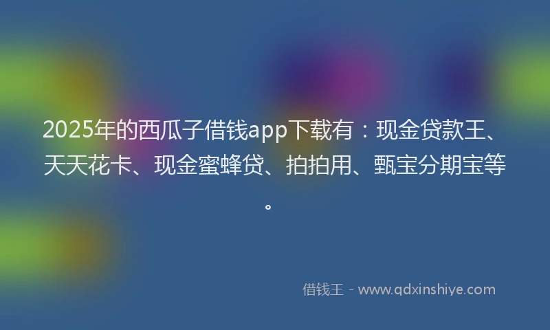 2025年的西瓜子借钱app下载有：现金贷款王、天天花卡、现金蜜蜂贷、拍拍用、甄宝分期宝等。