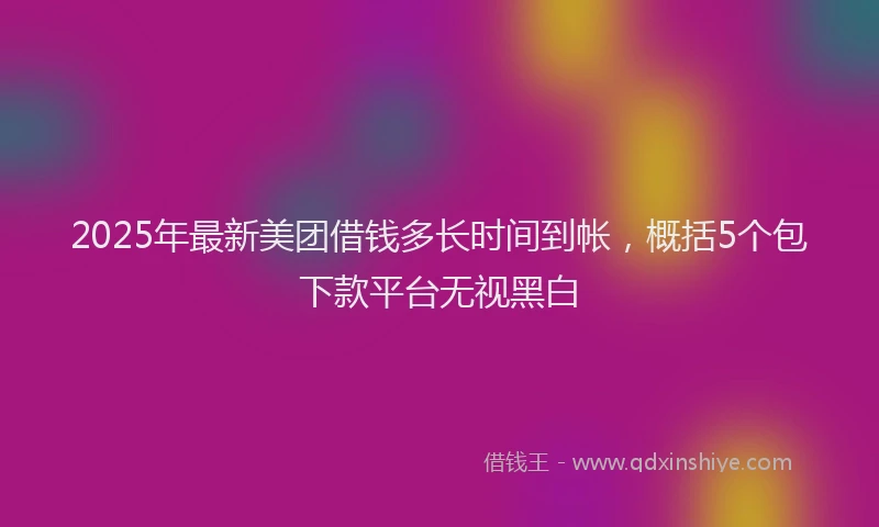 2025年最新美团借钱多长时间到帐，概括5个包下款平台无视黑白