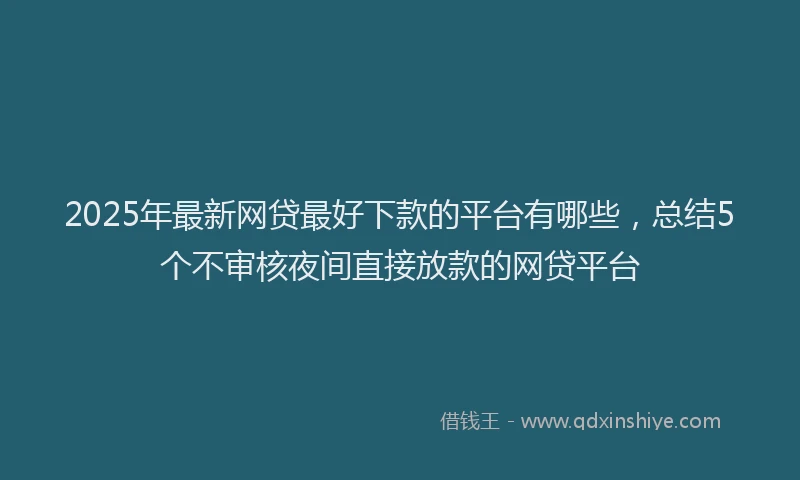 2025年最新网贷最好下款的平台有哪些，总结5个不审核夜间直接放款的网贷平台