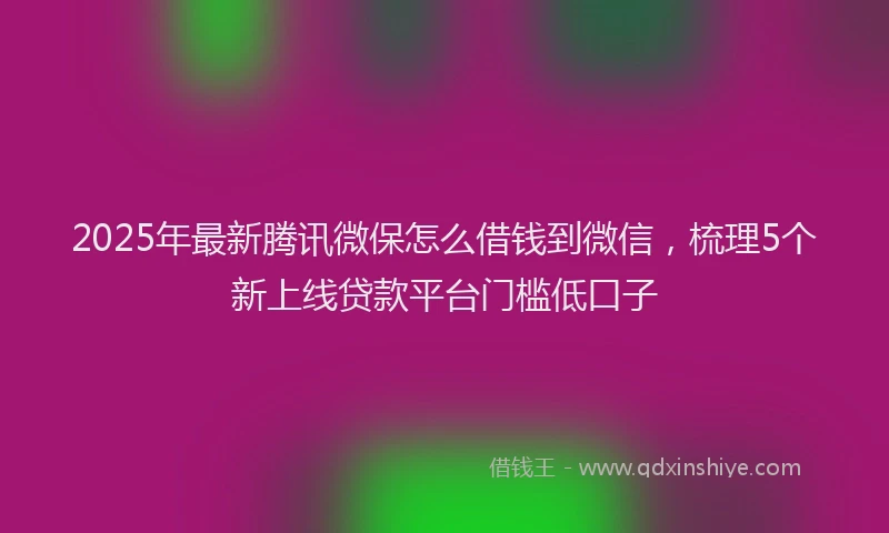 2025年最新腾讯微保怎么借钱到微信，梳理5个新上线贷款平台门槛低口子