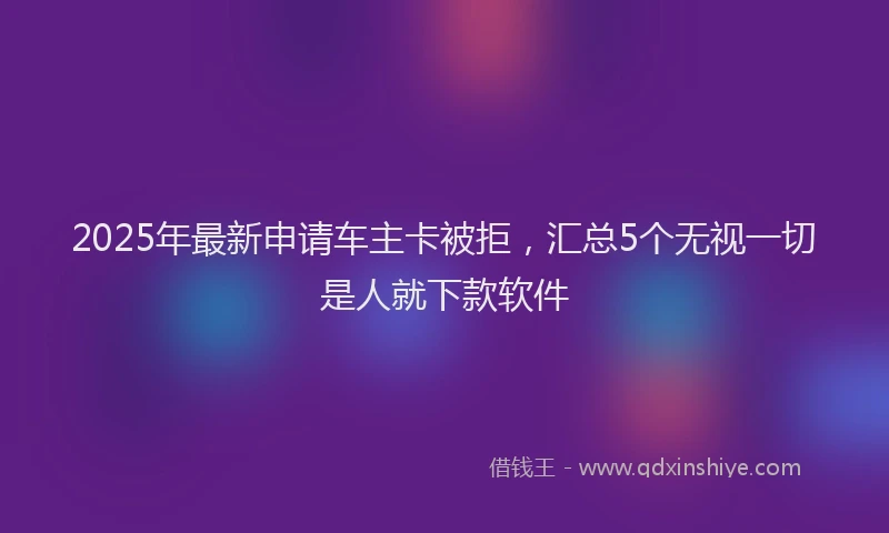 2025年最新申请车主卡被拒，汇总5个无视一切是人就下款软件
