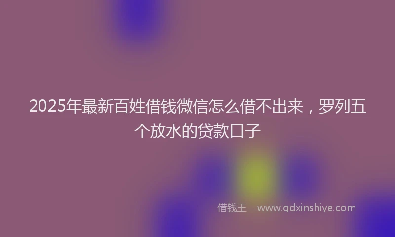 2025年最新百姓借钱微信怎么借不出来，罗列五个放水的贷款口子