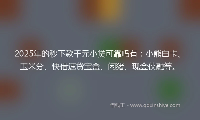 2025年的秒下款千元小贷可靠吗有：小熊白卡、玉米分、快借速贷宝盒、闲猪、现金侠融等。