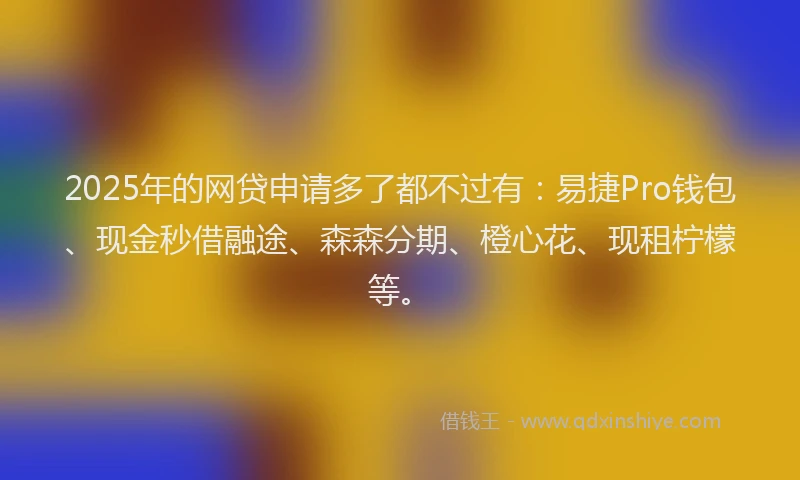 2025年的网贷申请多了都不过有：易捷Pro钱包、现金秒借融途、森森分期、橙心花、现租柠檬等。