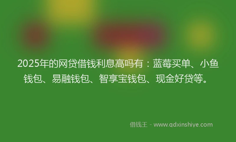2025年的网贷借钱利息高吗有：蓝莓买单、小鱼钱包、易融钱包、智享宝钱包、现金好贷等。