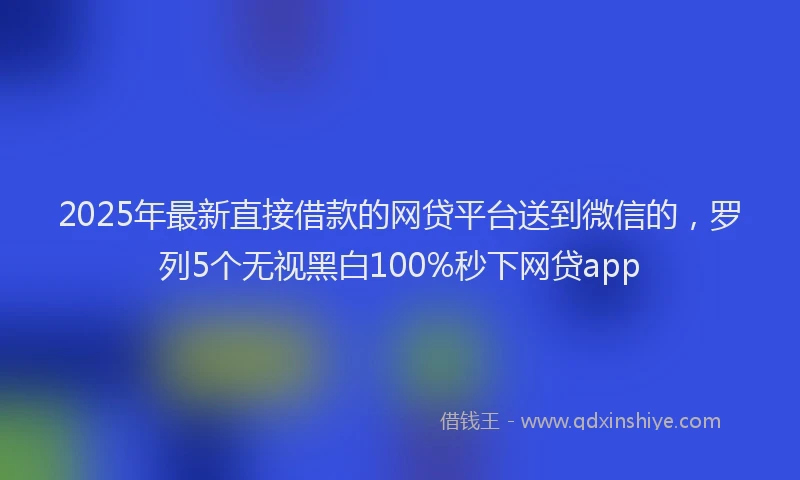 2025年最新直接借款的网贷平台送到微信的，罗列5个无视黑白100%秒下网贷app