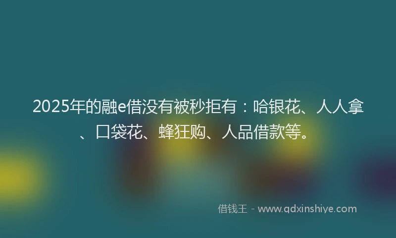 2025年的融e借没有被秒拒有：哈银花、人人拿、口袋花、蜂狂购、人品借款等。
