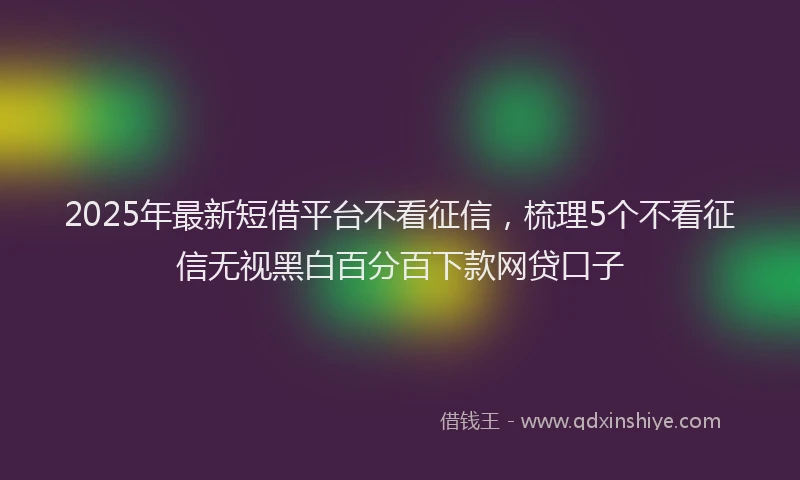 2025年最新短借平台不看征信，梳理5个不看征信无视黑白百分百下款网贷口子