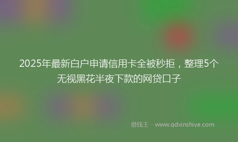 2025年最新白户申请信用卡全被秒拒，整理5个无视黑花半夜下款的网贷口子