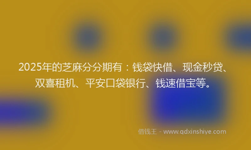 2025年的芝麻分分期有：钱袋快借、现金秒贷、双喜租机、平安口袋银行、钱速借宝等。
