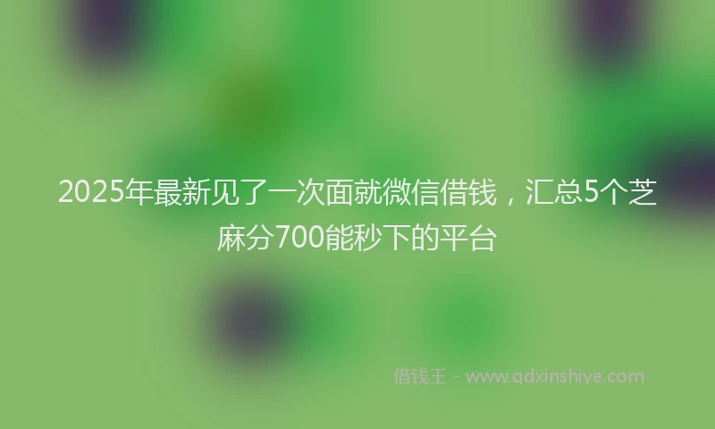 2025年最新见了一次面就微信借钱，汇总5个芝麻分700能秒下的平台