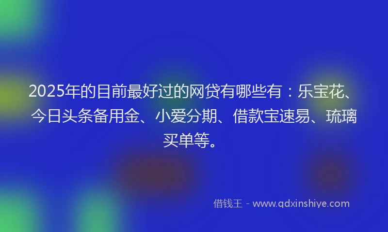 2025年的目前最好过的网贷有哪些有：乐宝花、今日头条备用金、小爱分期、借款宝速易、琉璃买单等。